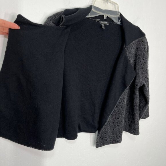 Eileen Fisher Black, Grey cropped Wool & Cashmere Open Cardigan Size S - Picture 7 of 8